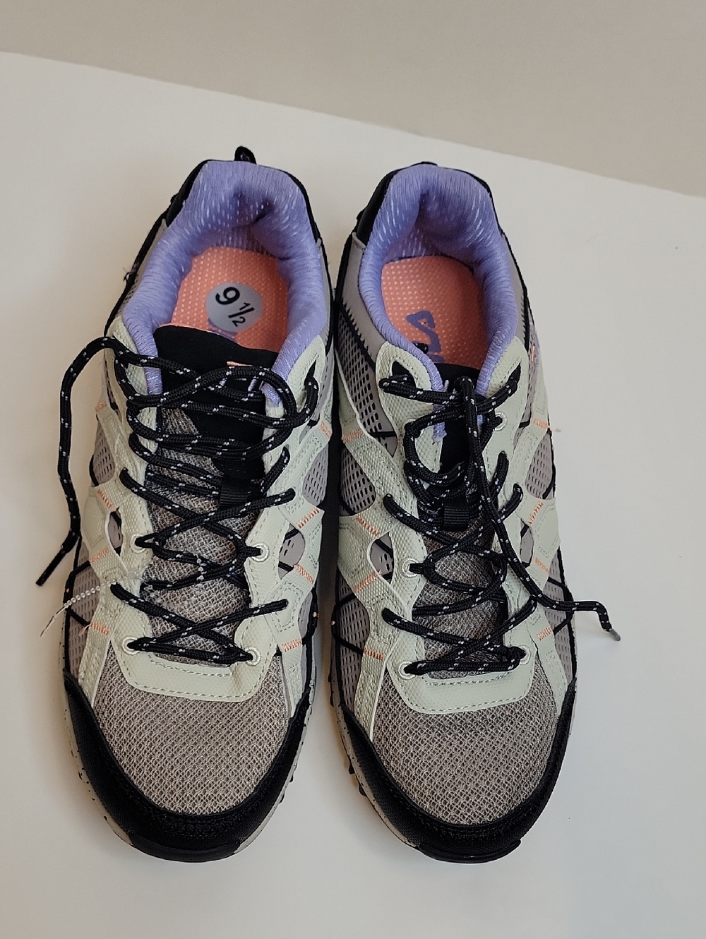 Women’s Athletic Walking Hiking Sneakers in Light Gray and Lilac